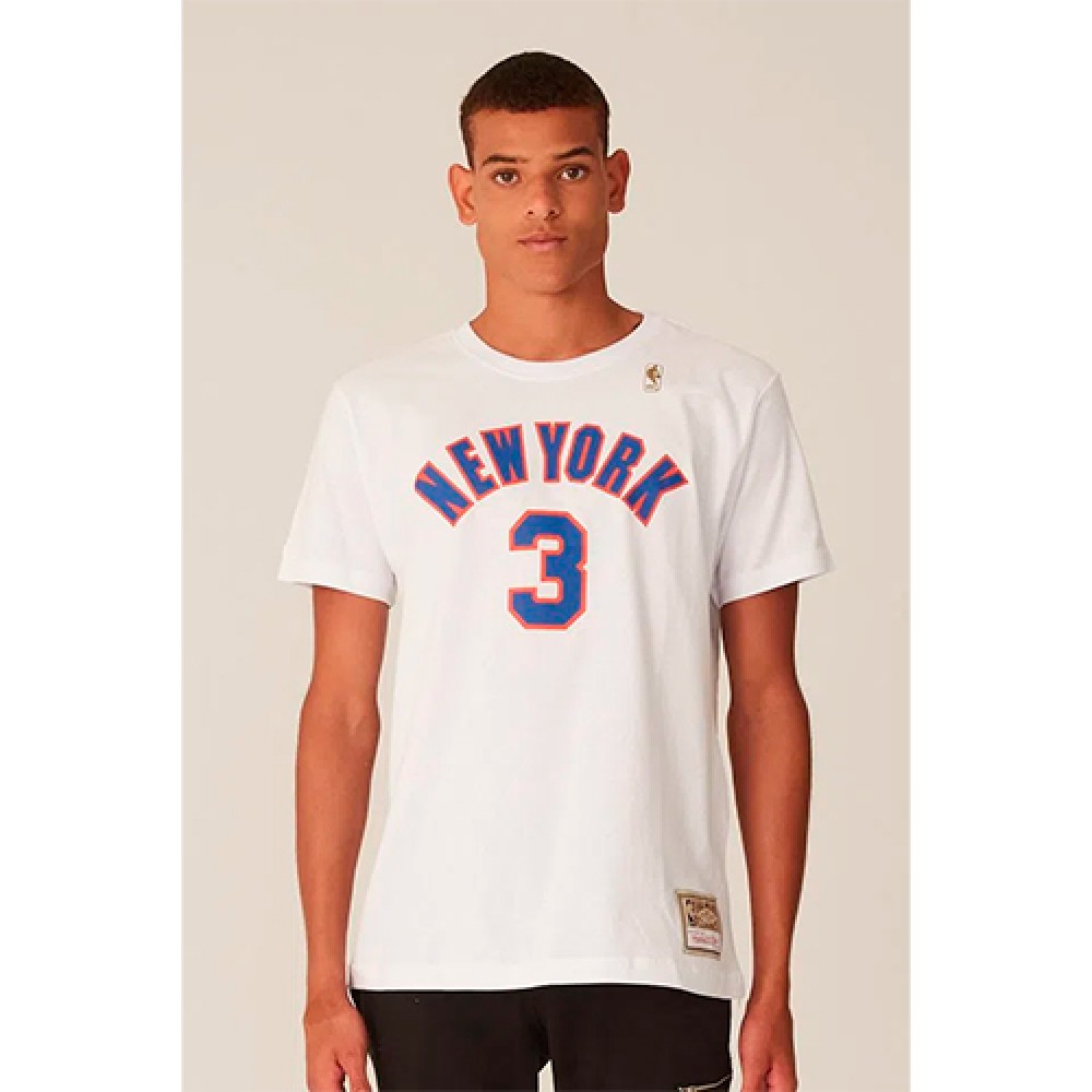 Camiseta Básica Masculina Estampada New York Knicks Branca - Mitchell & Ness