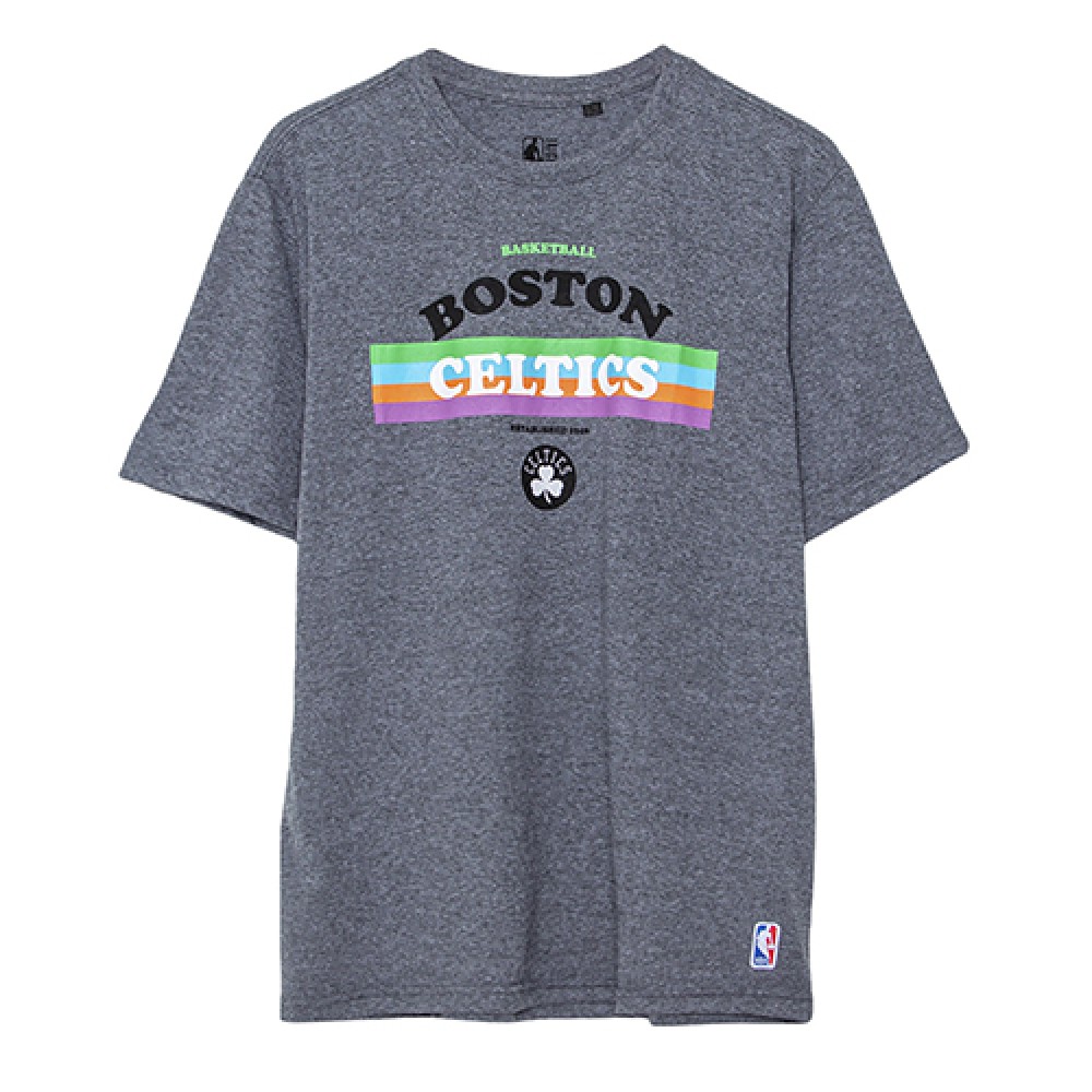 Camiseta Básica Masculina Estampada Boston Celtics Grafite Mescla - NBA
