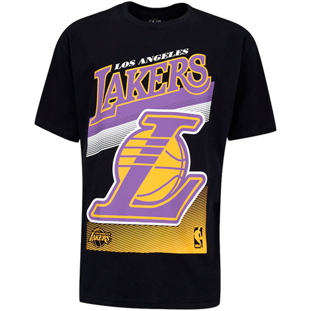Camiseta Básica Masculina Estampada Plus Size Los Angeles Lakers Preta - NBA