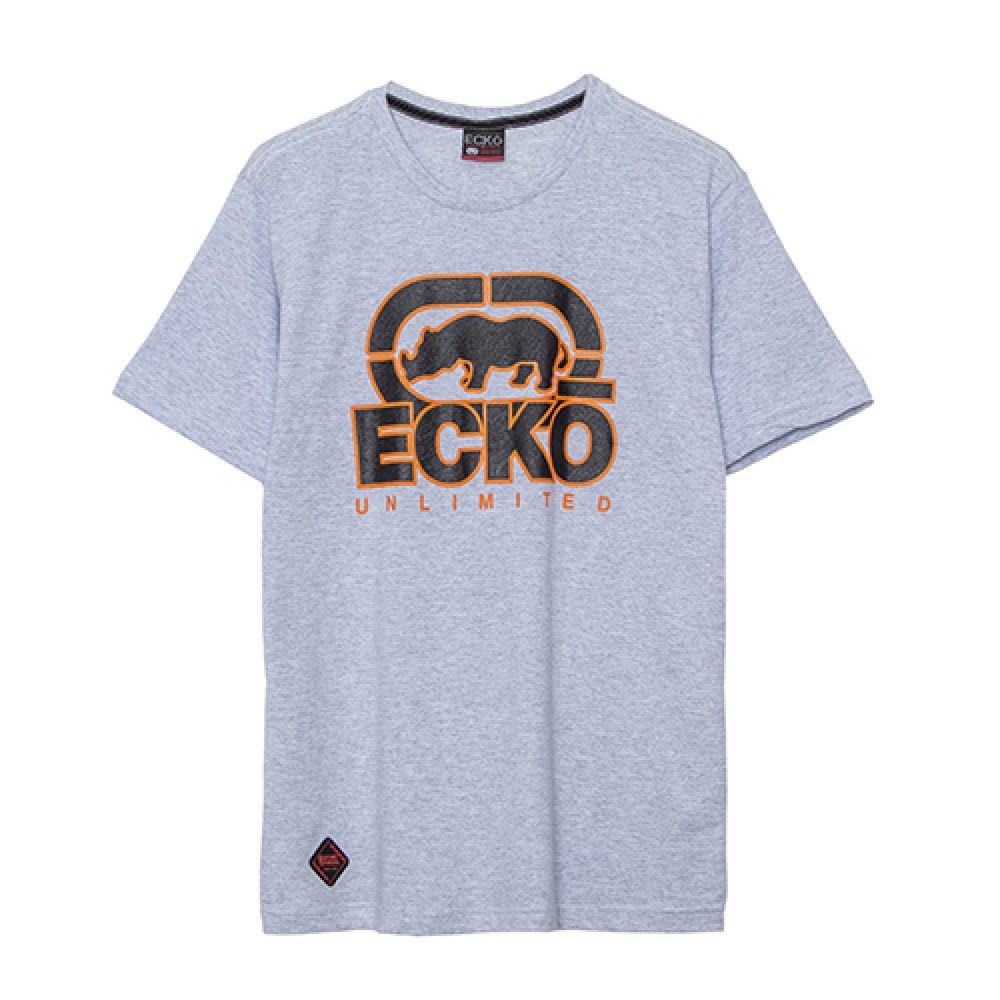Camiseta Básica Masculina com Estampa Glitter Gelo Mescla  - Ecko