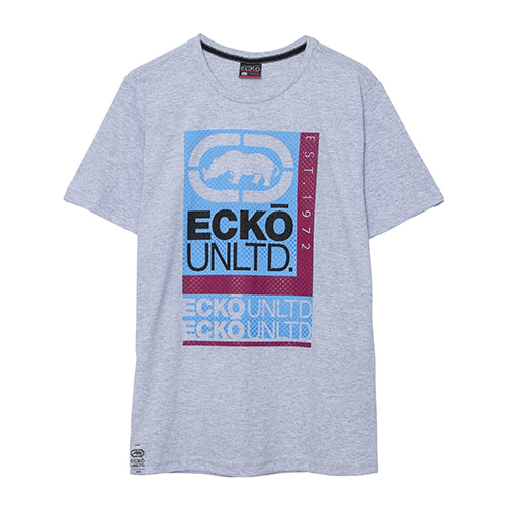 Camiseta Básica Masculina com Estampa Relevo Gelo Mescla  - Ecko