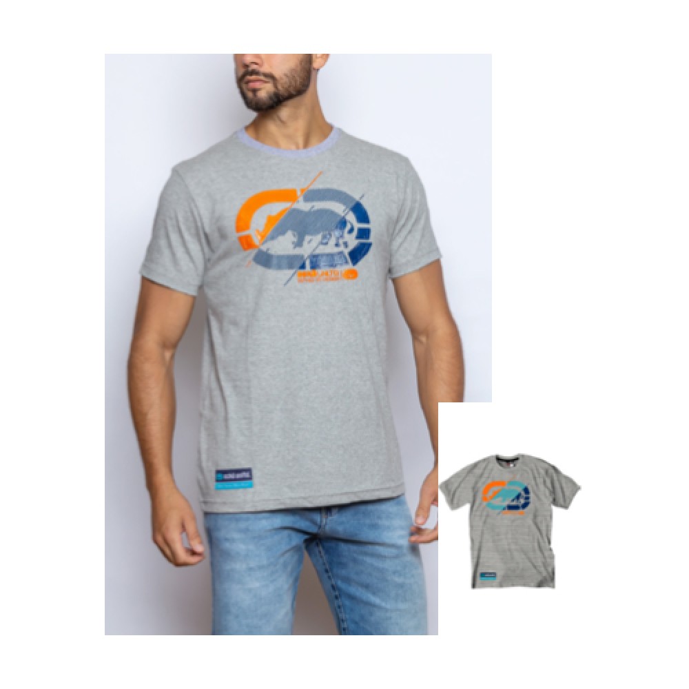 Camiseta Básica Masculina com Estampa Relevo Repuxado Marfim Mescla  - Ecko