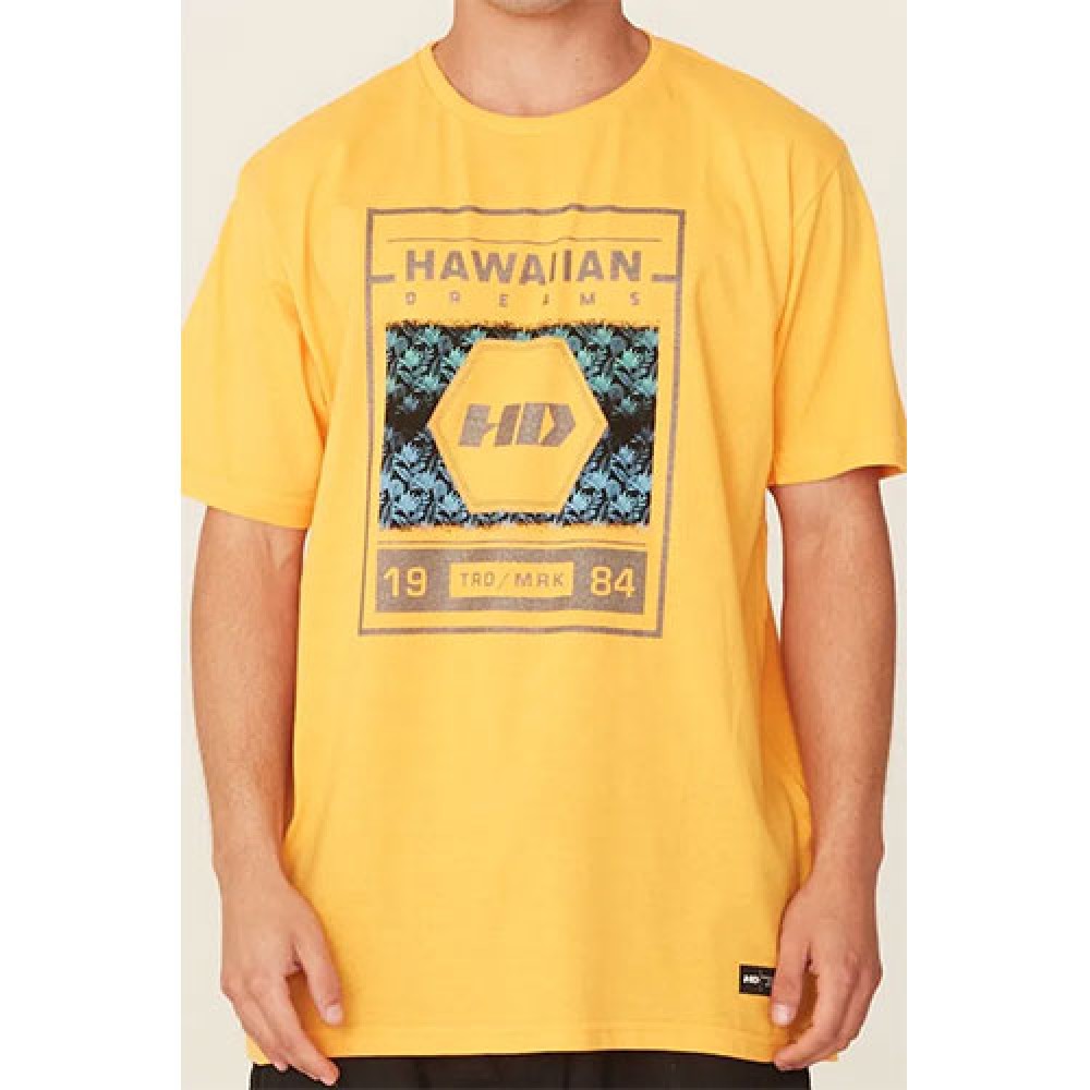Camiseta Básica Masculina Estampada Amarela - HD
