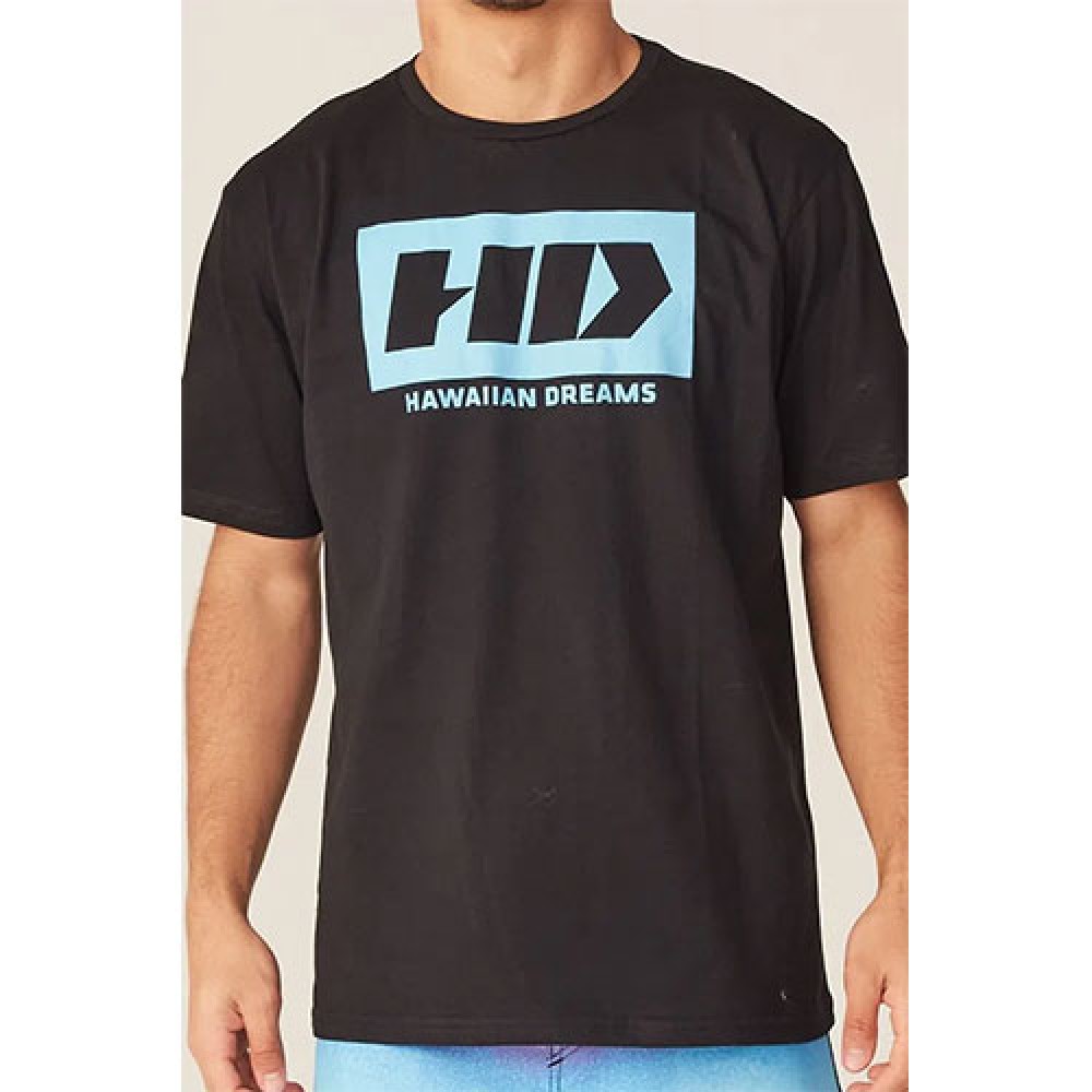 Camiseta Básica Masculina Estampada Preta  - HD