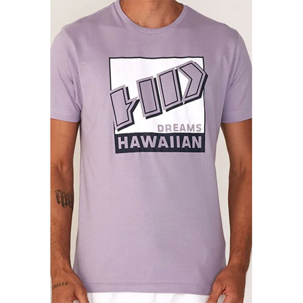 Camiseta Básica Masculina Estampada Lilas - HD