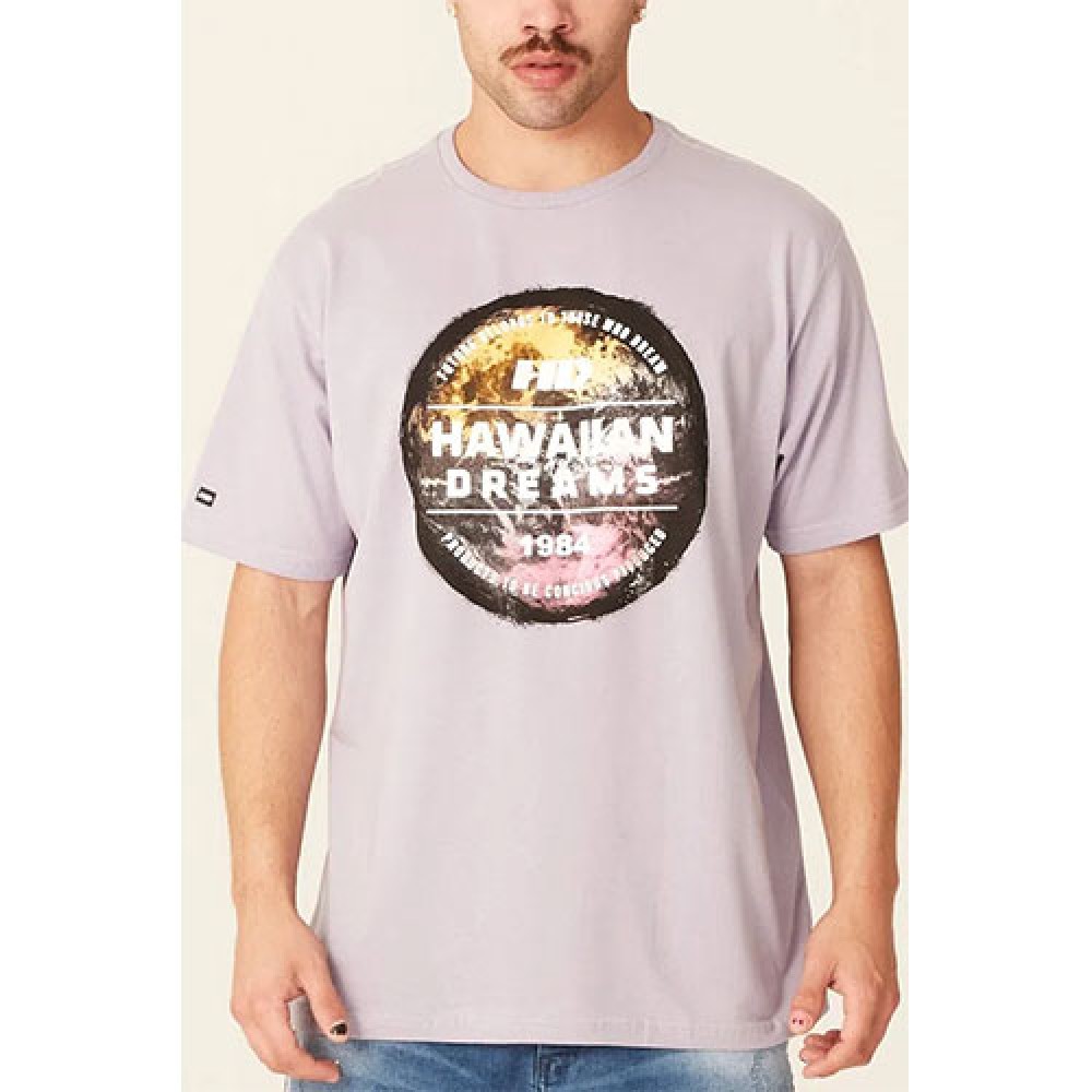 Camiseta Básica Masculina Estampada Lilas - HD