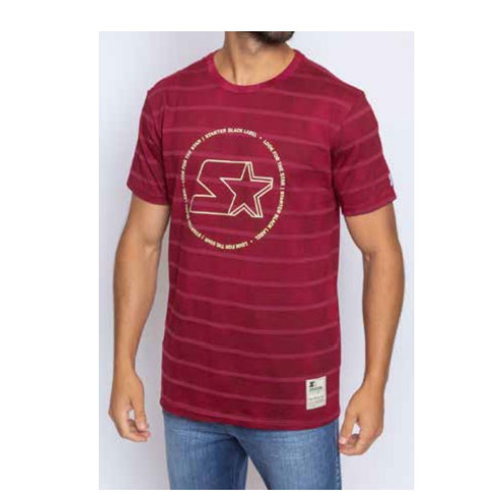 Camiseta Básica Masculina Estampada Vermelho Bordô - Starter