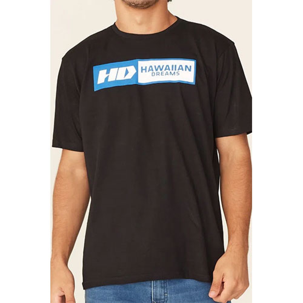 Camiseta Básica Masculina Estampada Preta - HD